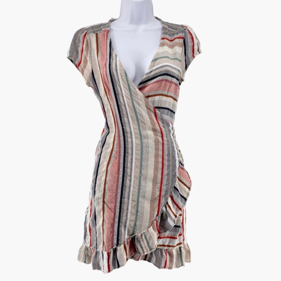 Free People Boho Wrap Striped Dress Size XS - Picture 1 of 4